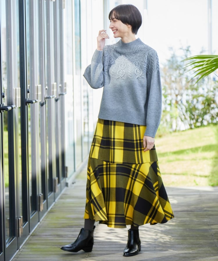 デッサン(レディース)(Dessin(Ladies))の【後ろゴム・洗える】起毛チェック柄切り替えフレアスカート（XS～L）7