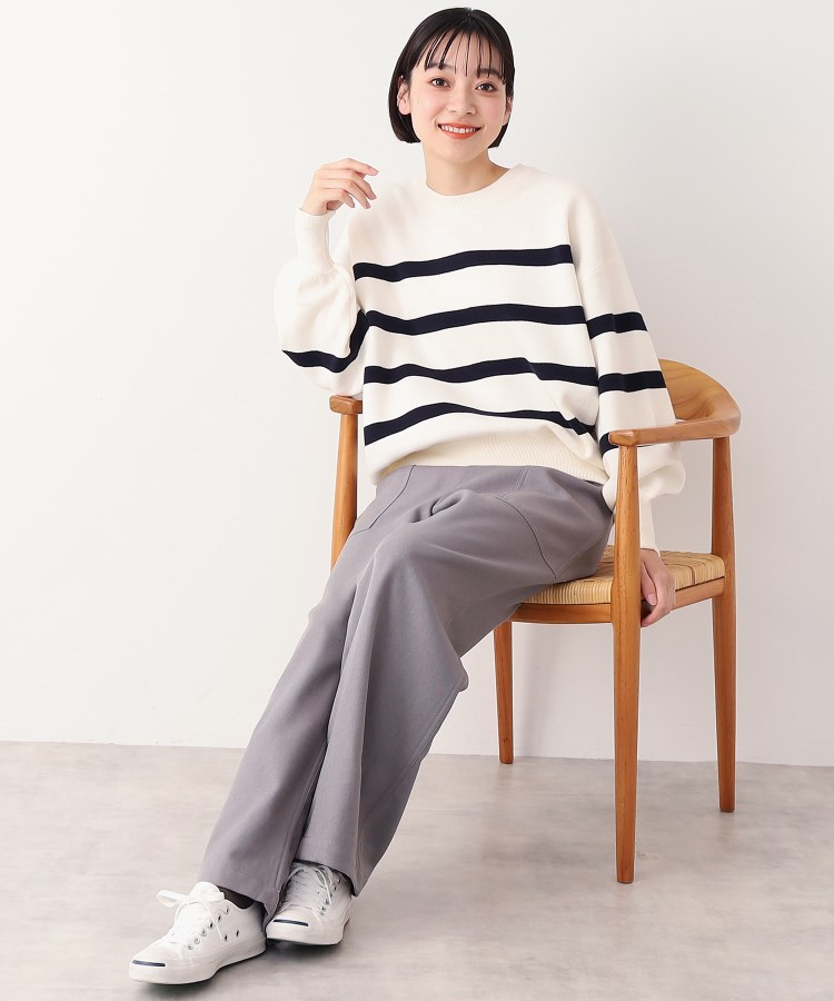 デッサン(レディース)(Dessin(Ladies))の【洗える】クルーネックボーダープルオーバー（XS～L）10