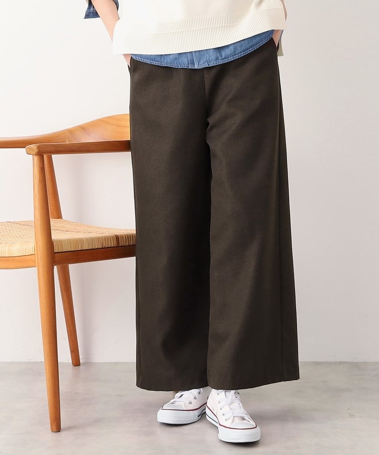 デッサン(レディース)(Dessin(Ladies))の【後ろゴム・洗える】ノータックワイドパンツ（XS～L） ブラウン(044)