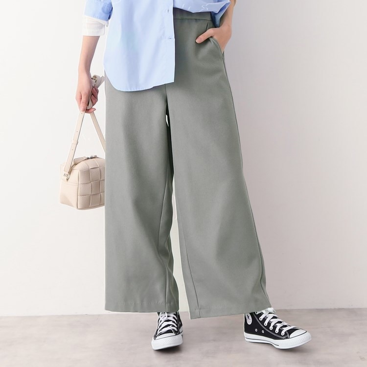 デッサン(レディース)(Dessin(Ladies))の【後ろゴム・洗える】ノータックワイドパンツ（XS～L） フルレングスパンツ