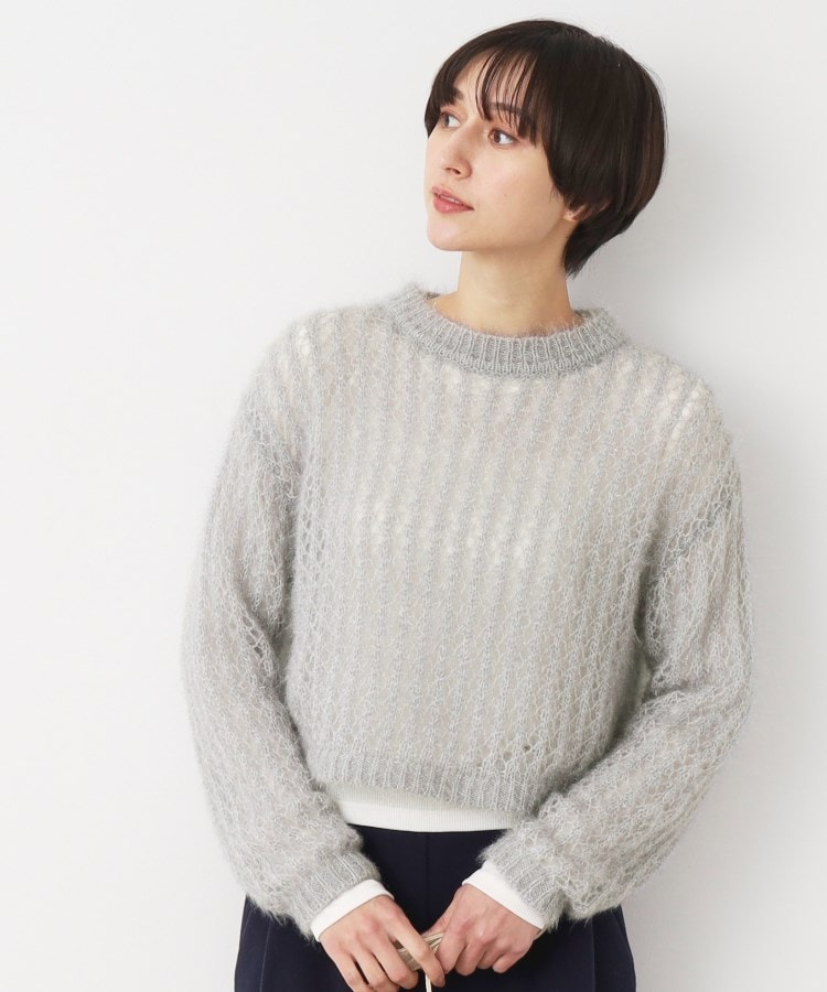 洗える】ショート丈メッシュラメニット(S~L)(ニット 洗える】ショート丈メッシュラメニット(S~L)(ニット