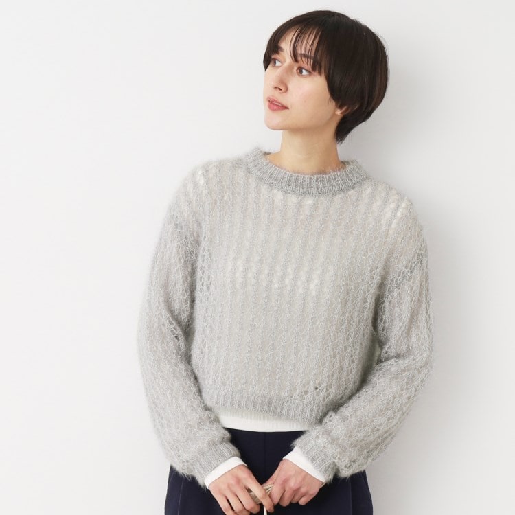 デッサン(レディース)(Dessin(Ladies))の【洗える】ショート丈メッシュラメニット（S～L） ニット/セーター