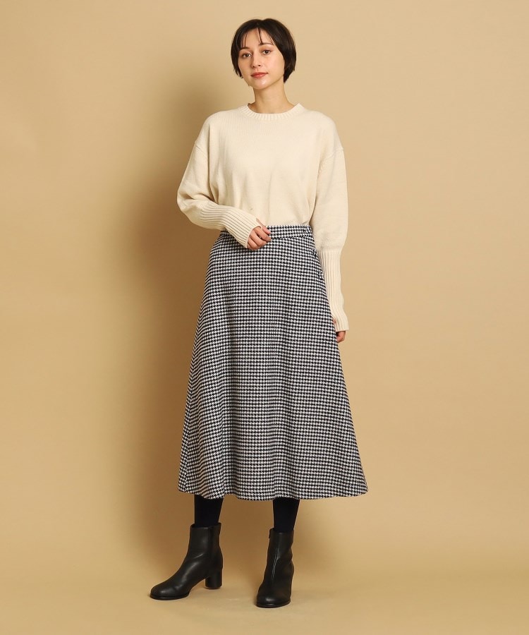 洗える】千鳥柄フレアースカート(XS~L)(ミモレスカート 洗える】千鳥柄フレアースカート(XS~L)(ミモレスカート