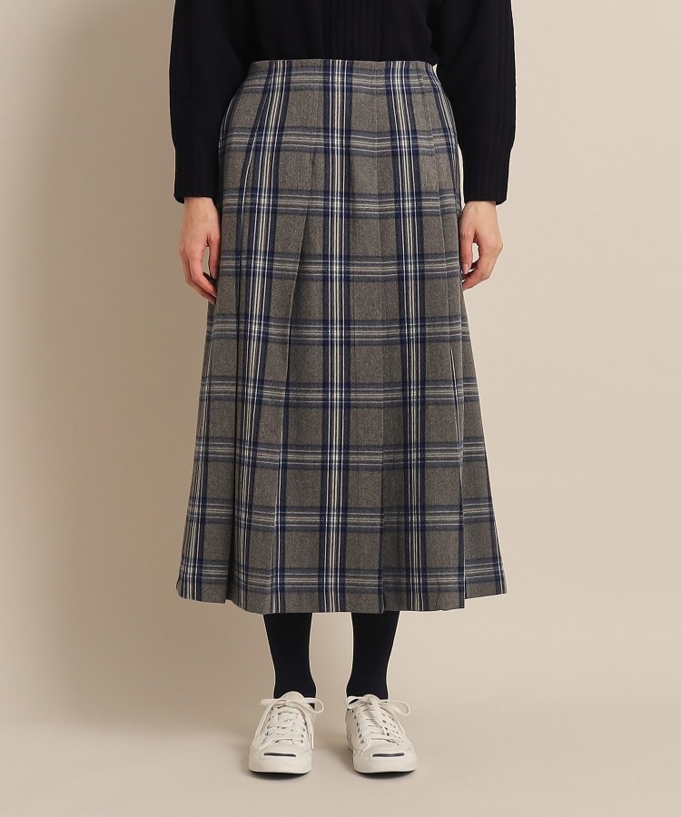 洗える】起毛チェックプリーツスカート(XS~L)(マキシ 洗える】起毛チェックプリーツスカート(XS~L)(マキシ
