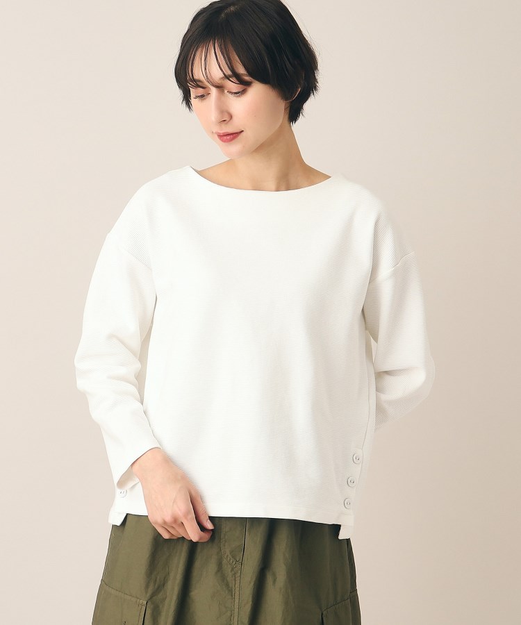 洗える】サイドボタン付きカットソー(XS~L)(カットソー 洗える】サイドボタン付きカットソー(XS~L)(カットソー