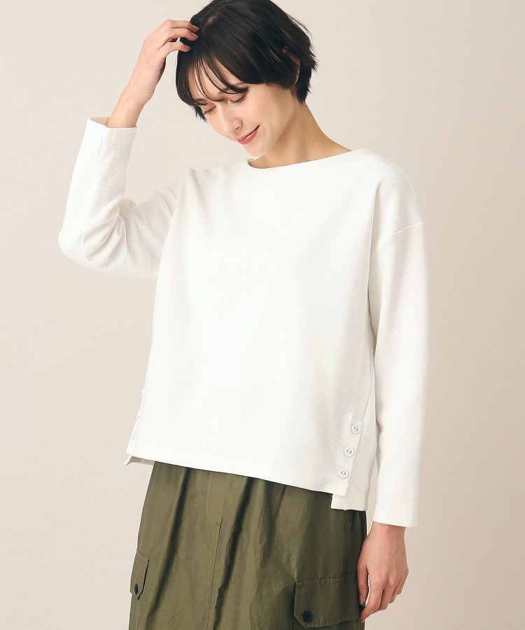 デッサン(レディース)(Dessin(Ladies))の【洗える】サイドボタン付きカットソー（XS～L） ホワイト(001)