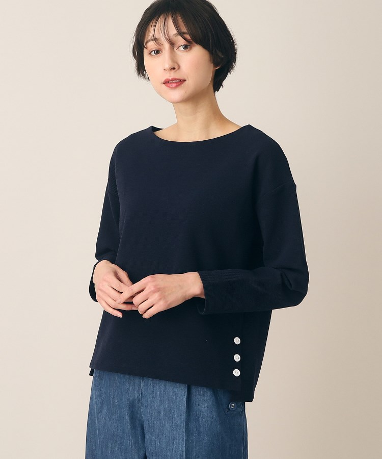 デッサン(レディース)(Dessin(Ladies))の【洗える】サイドボタン付きカットソー（XS～L） ネイビー(094)