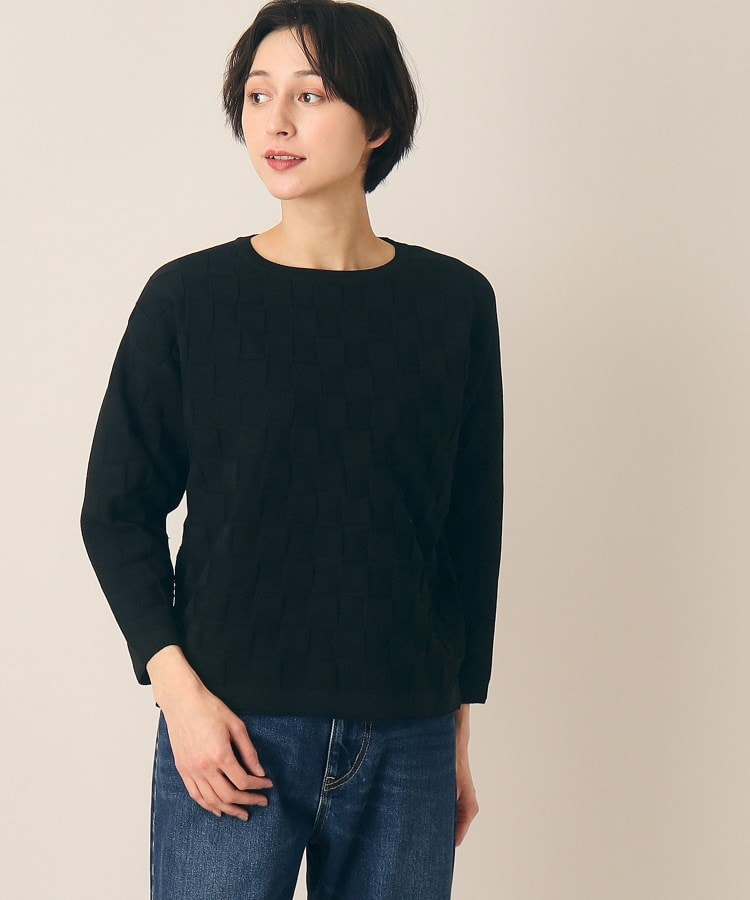 デッサン(レディース)(Dessin(Ladies))の【洗える】スクエアチェック柄ニット1