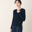 デッサン(レディース)(Dessin(Ladies))の【定番・洗える】ケーブルマリンボタンニット（XS～L） ネイビー(094)