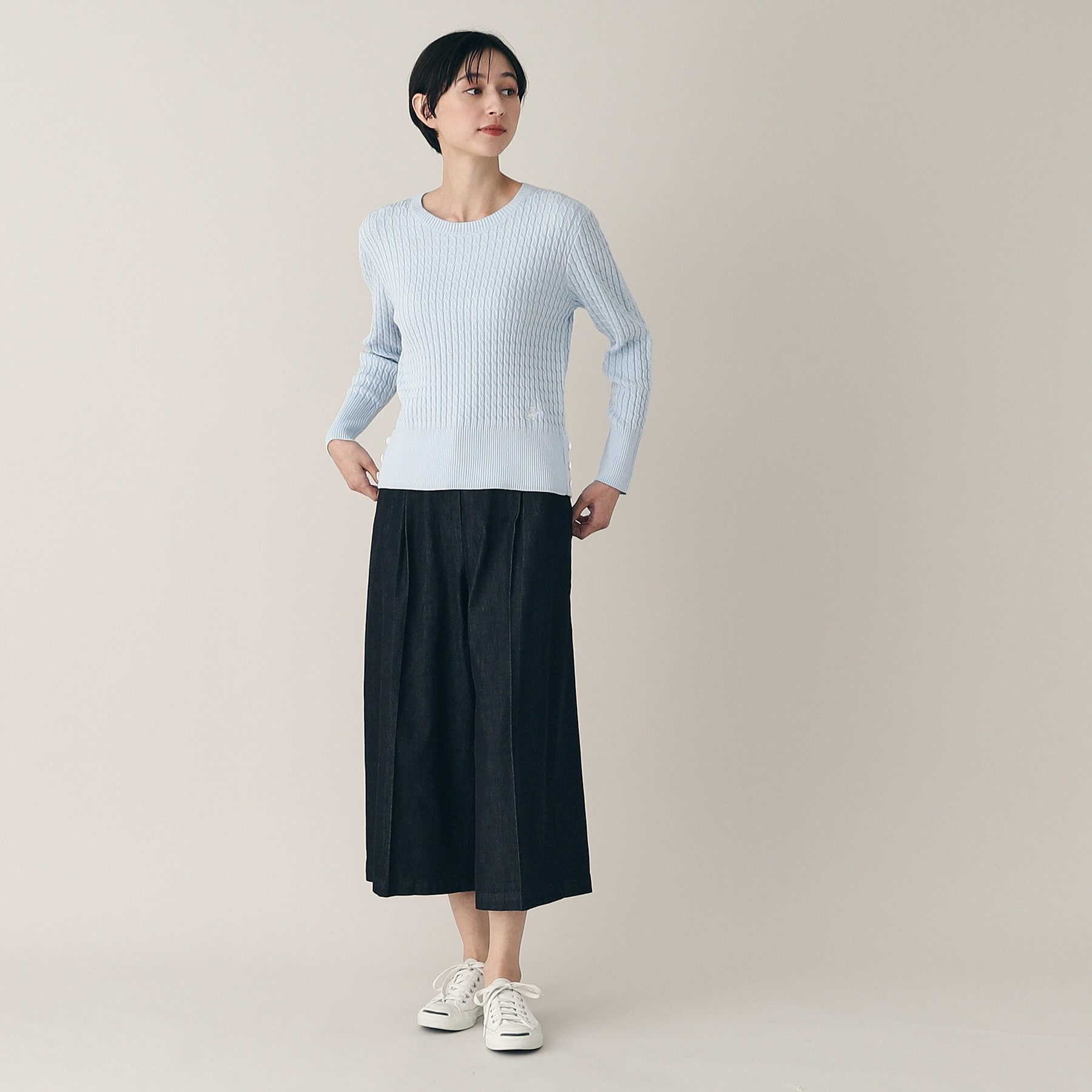 デッサン(レディース)(Dessin(Ladies))の【定番・洗える】ケーブルマリンボタンニット（XS～L）8