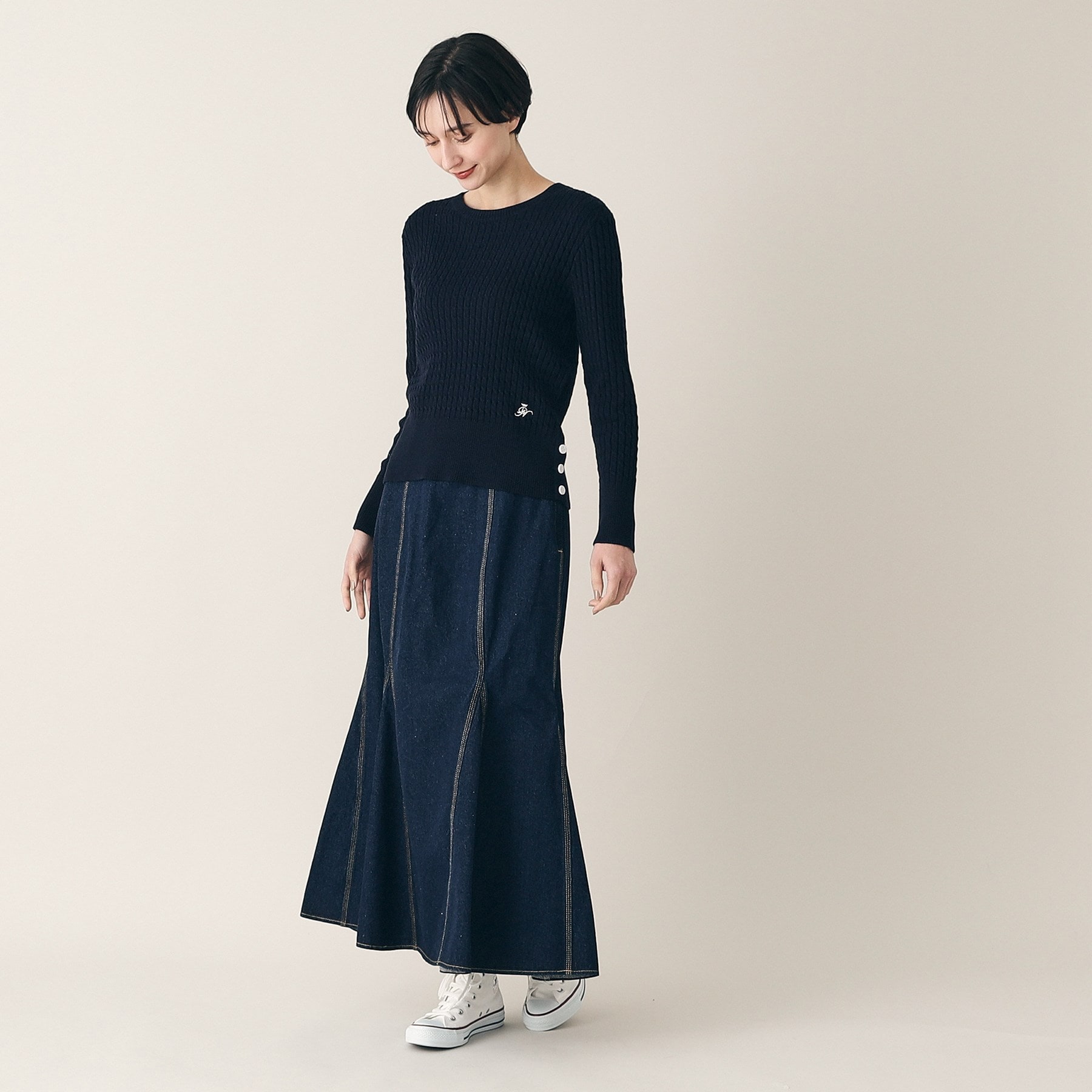 デッサン(レディース)(Dessin(Ladies))の【定番・洗える】ケーブルマリンボタンニット（XS～L）10