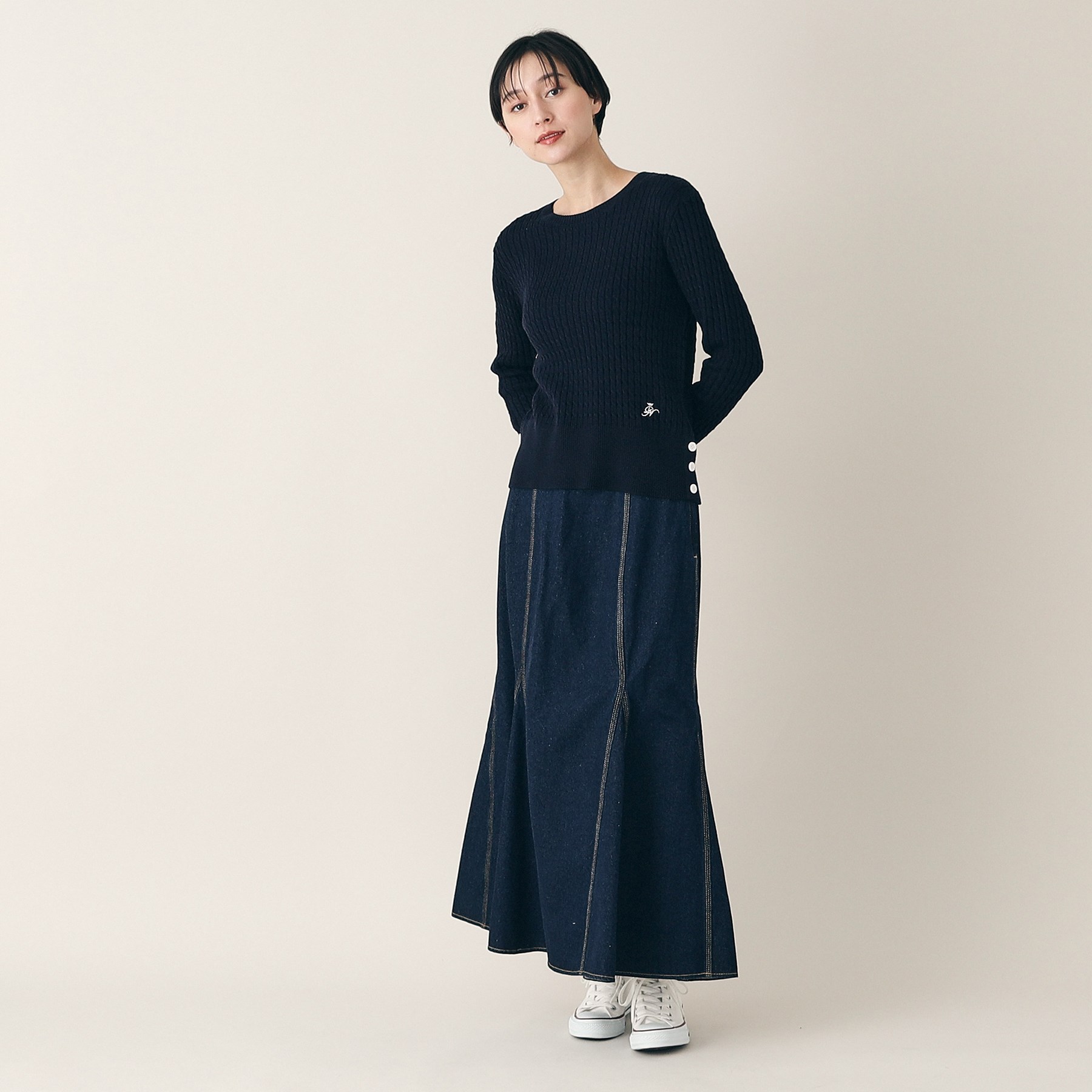 デッサン(レディース)(Dessin(Ladies))の【定番・洗える】ケーブルマリンボタンニット（XS～L）11