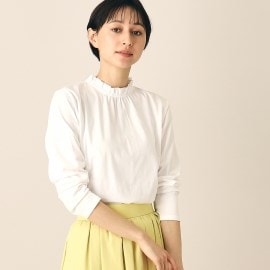 デッサン(レディース)(Dessin(Ladies))の【洗える】ネックフリルロングスリーブTシャツ（XS～L）