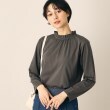 デッサン(レディース)(Dessin(Ladies))の【洗える】ネックフリルロングスリーブTシャツ（XS～L） チャコールグレー(014)