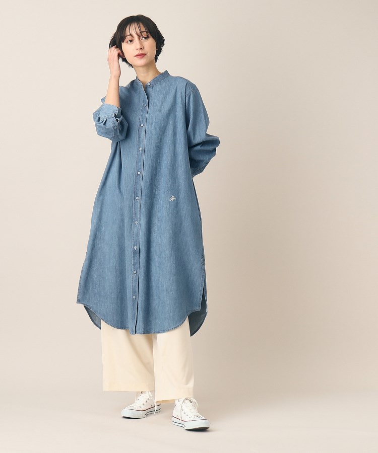 デッサン(レディース)(Dessin(Ladies))の【洗える】6OZバンドカラーシャツワンピース（XS～L）7