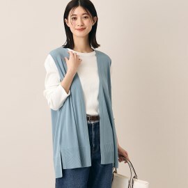 デッサン(レディース)(Dessin(Ladies))の【UVケア・洗える】ミドル丈ニットジレ