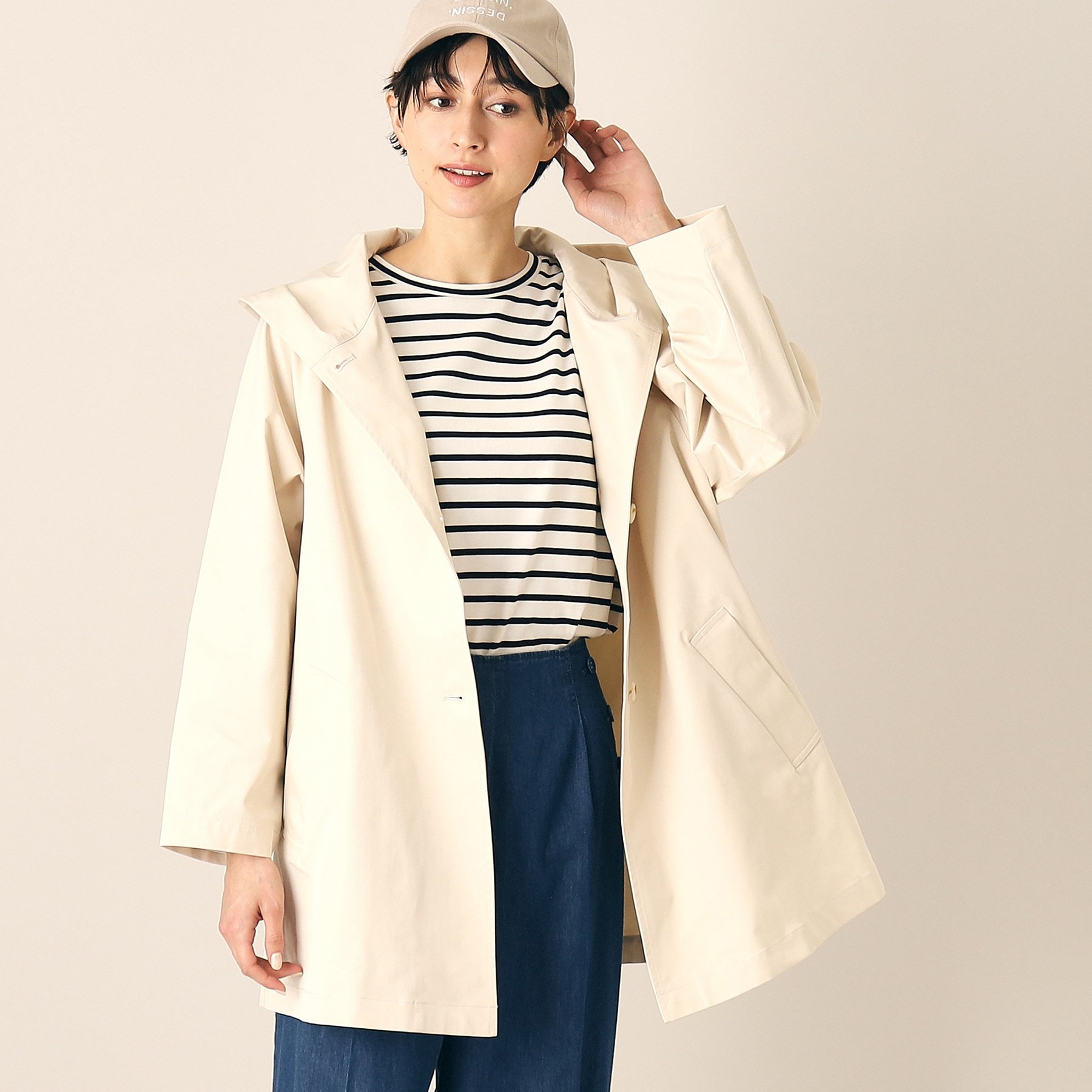 デッサン(レディース)(Dessin(Ladies))の【洗える】フーデッドハーフコート（S～L）9