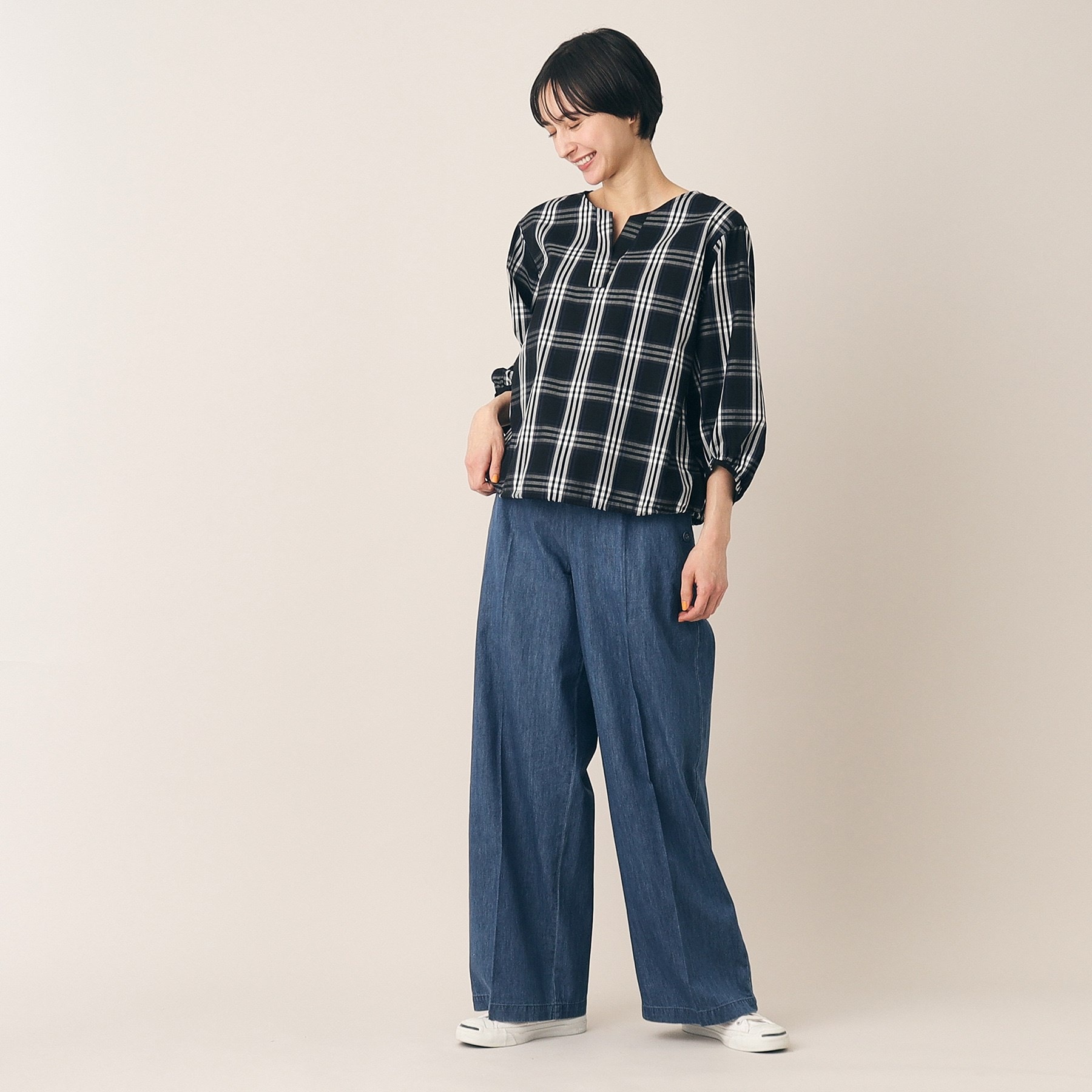 デッサン(レディース)(Dessin(Ladies))の【洗える】ドローコード付きスキッパーブラウス（XS～L）7