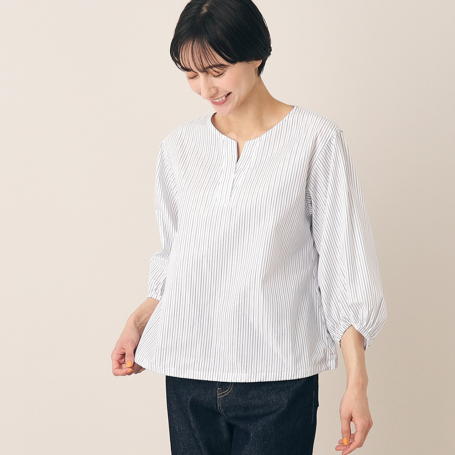 デッサン(レディース)(Dessin(Ladies))の【洗える】ドローコード付きスキッパーブラウス（XS～L）10