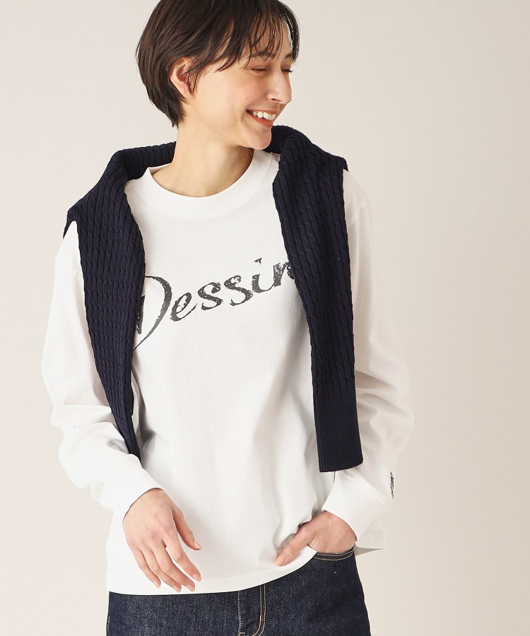 デッサン(レディース)(Dessin(Ladies))の【洗える】デッサンロゴ ロングスリーブTシャツ ホワイト(001)
