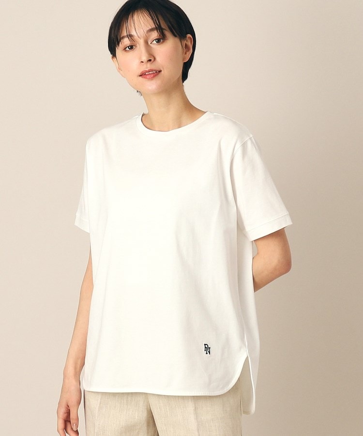 デッサン(レディース)(Dessin(Ladies))の【レイヤード・一枚着】シャツテールTシャツ（XS～L） ホワイト(002)