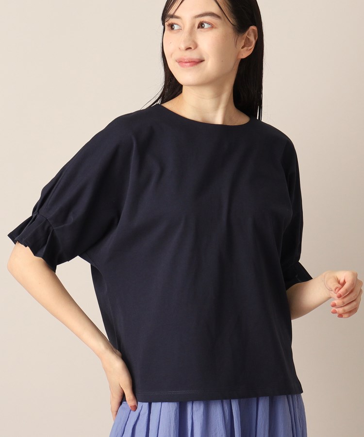 デッサン(レディース)(Dessin(Ladies))の【接触冷感・洗える】袖口タックカットソー（XS～L） ネイビー(094)