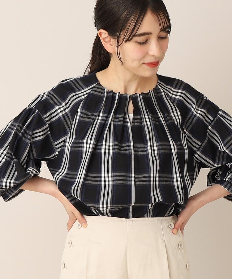 洗える】タック入りバルーンスリーブブラウス(XS~L)(シャツ 洗える】タック入りバルーンスリーブブラウス(XS~L)(シャツ