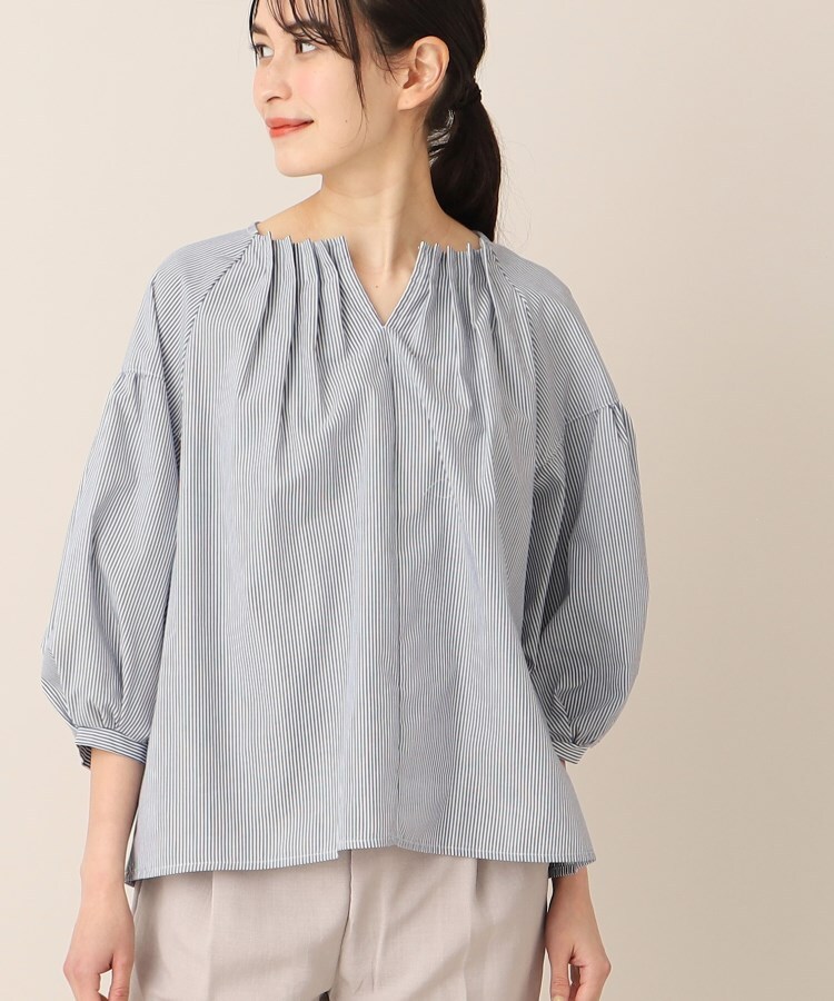 洗える】タック入りバルーンスリーブブラウス(XS~L)(シャツ 洗える】タック入りバルーンスリーブブラウス(XS~L)(シャツ