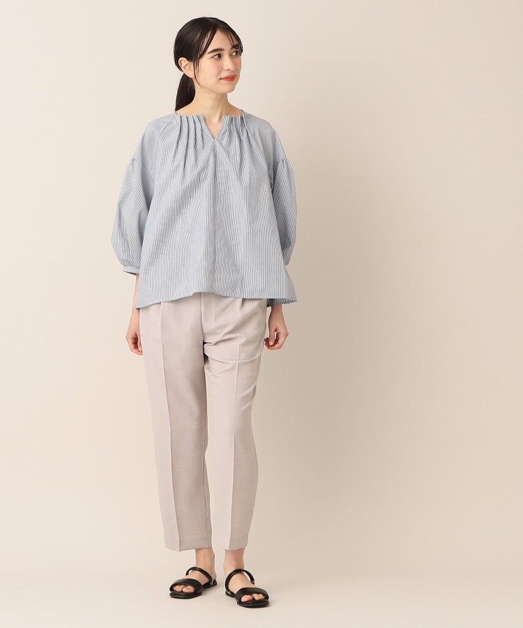 洗える】タック入りバルーンスリーブブラウス(XS~L)(シャツ 洗える】タック入りバルーンスリーブブラウス(XS~L)(シャツ