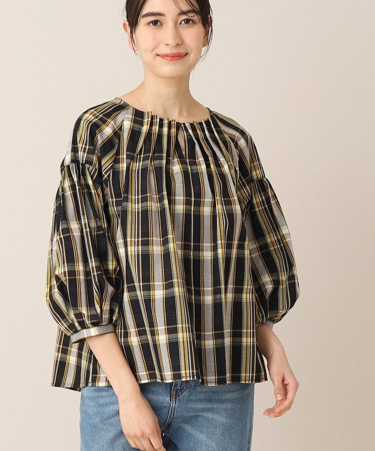 洗える】タック入りバルーンスリーブブラウス(XS~L)(シャツ 洗える】タック入りバルーンスリーブブラウス(XS~L)(シャツ