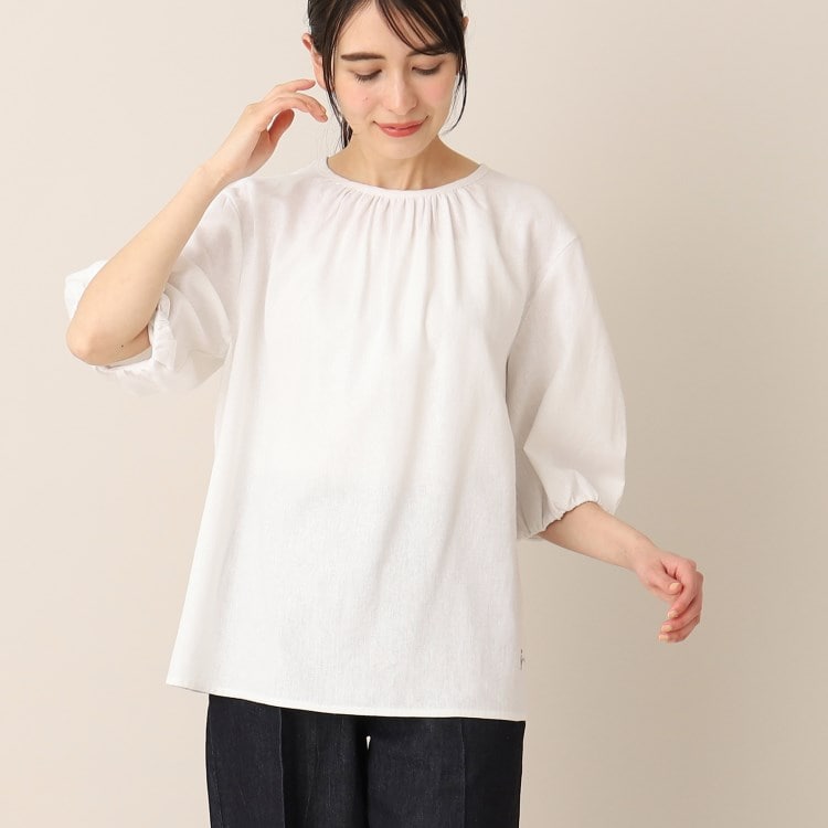 デッサン(レディース)(Dessin(Ladies))のレーヨン麻ギャザーブラウス（XS～L） シャツ・ブラウス