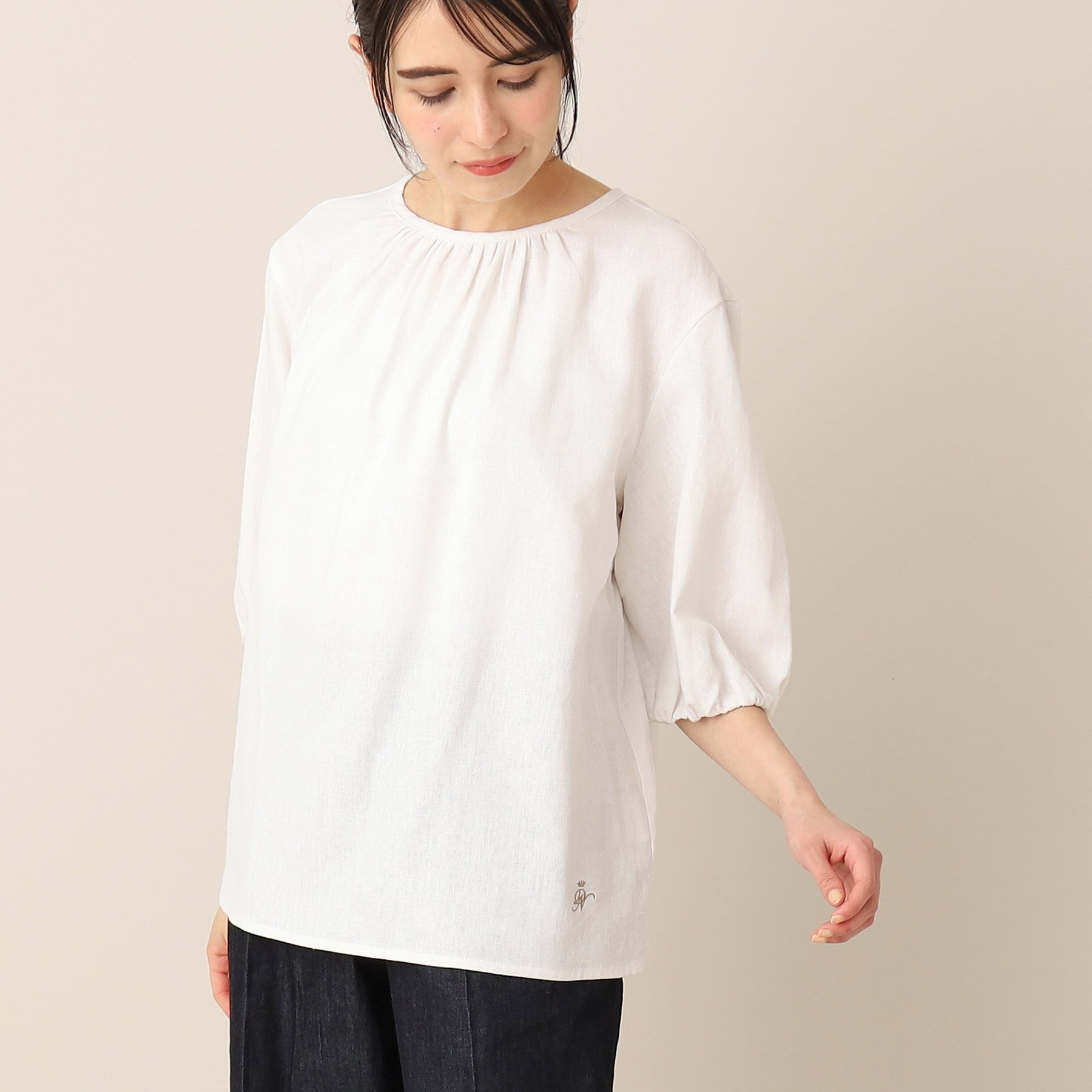 デッサン(レディース)(Dessin(Ladies))の【洗える】レーヨン麻ギャザーブラウス（XS～L）1