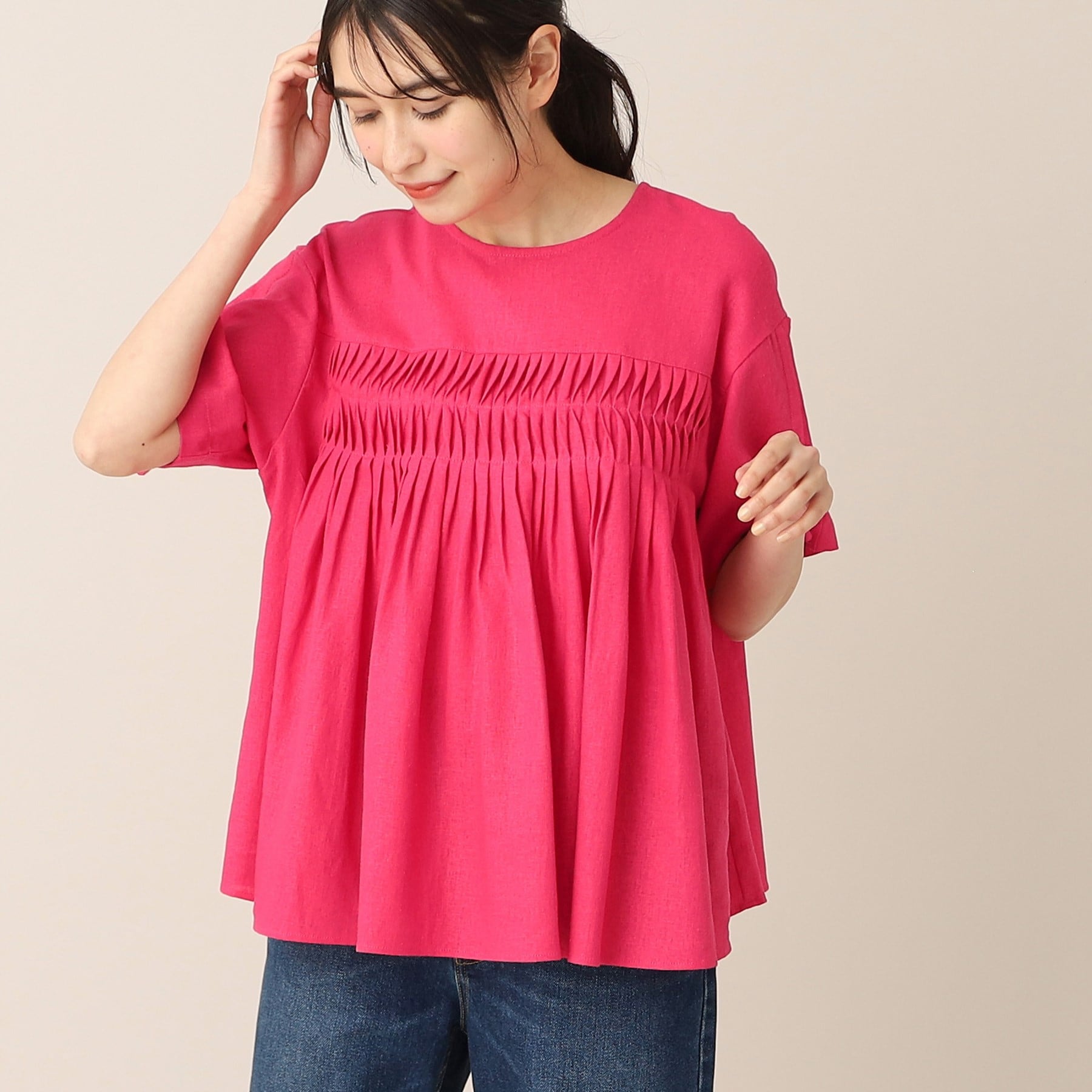 デッサン(レディース)(Dessin(Ladies))の【洗える】レーヨン麻タックブラウス（XS～L）14