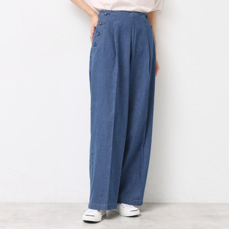 デッサン(レディース)(Dessin(Ladies))の【洗える】デニムワイドマリンパンツ フルレングスパンツ