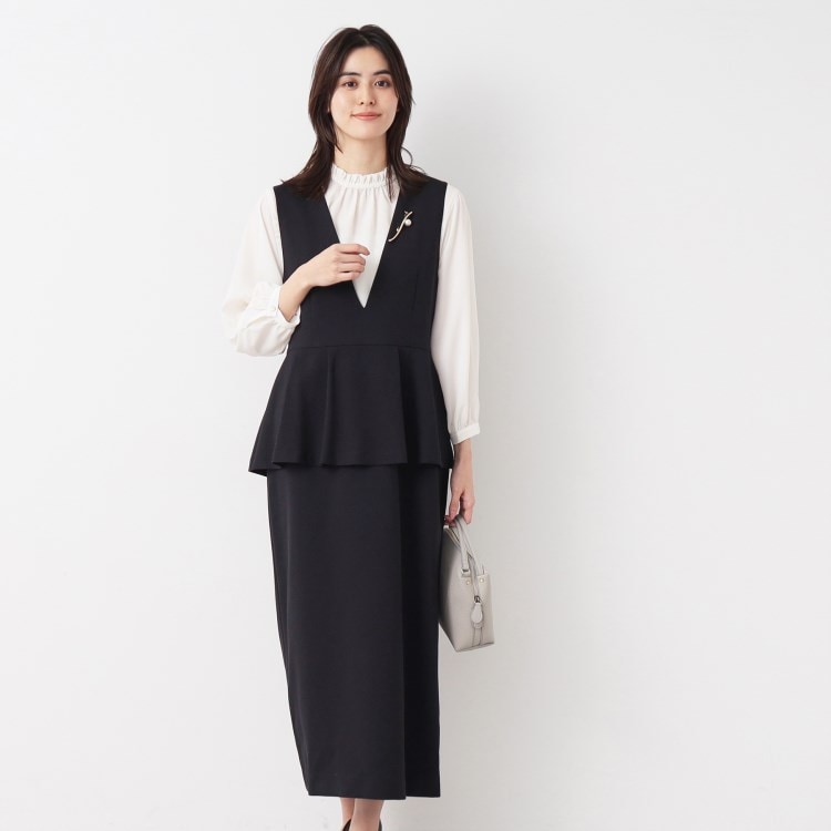 デッサン(レディース)(Dessin(Ladies))の【入卒/セレモニー/洗える】ペプラムジャンパースカート マキシ・ロングワンピース