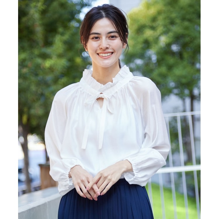 デッサン(レディース)(Dessin(Ladies))の【入卒/セレモニー/洗える】フリルリボンチュールブラウス シャツ・ブラウス