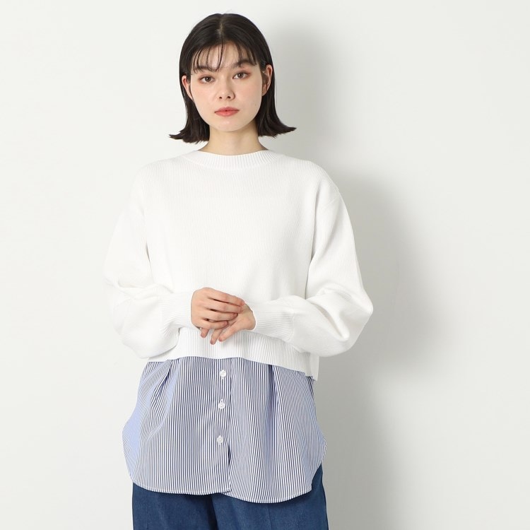 デッサン(レディース)(Dessin(Ladies))の【洗える】シャツレイヤード風ニット ニット/セーター