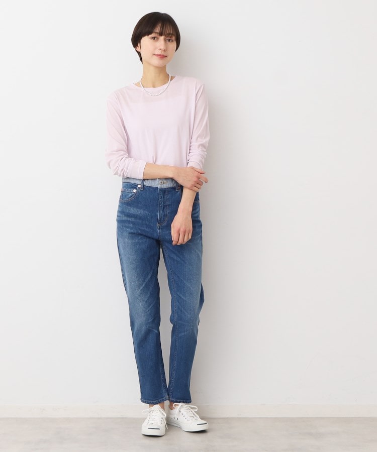 デッサン(レディース)(Dessin(Ladies))の【洗える】クルーネックシースルーロンT11