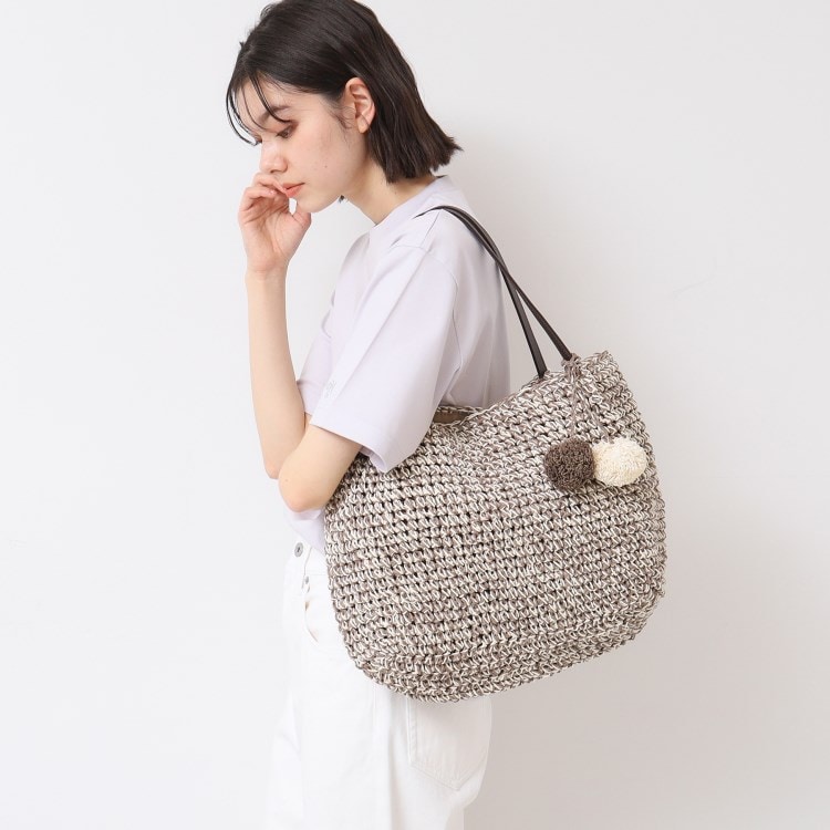 デッサン(レディース)(Dessin(Ladies))の【軽量】ポンポンチャームペーパートート トートバッグ