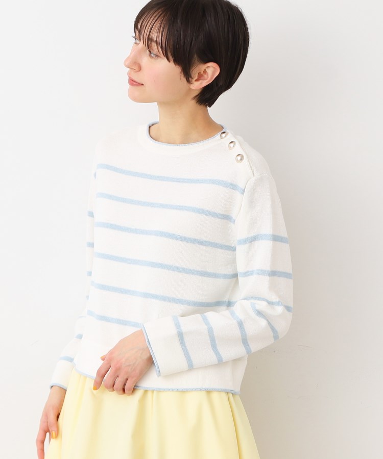 デッサン(レディース)(Dessin(Ladies))の【洗える】肩ボタン付きボーダーニット（XS～L）5