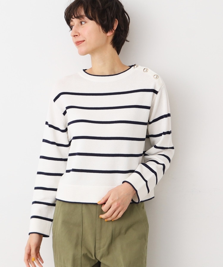デッサン(レディース)(Dessin(Ladies))の【洗える】肩ボタン付きボーダーニット（XS～L）9