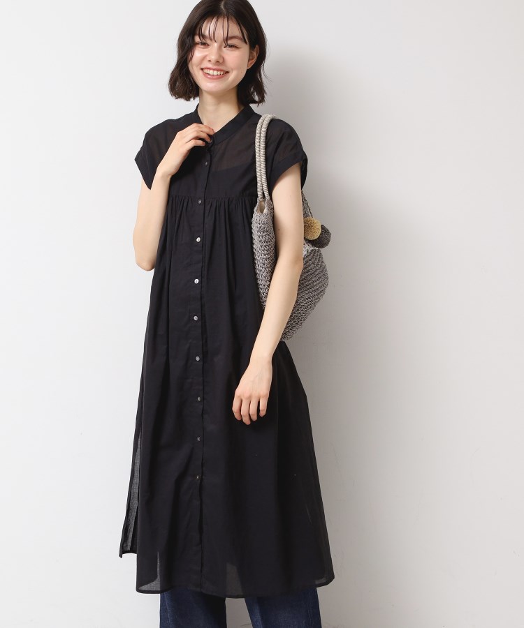 デッサン(レディース)(Dessin(Ladies))の【洗える】シアーシャツワンピース ブラック(019)