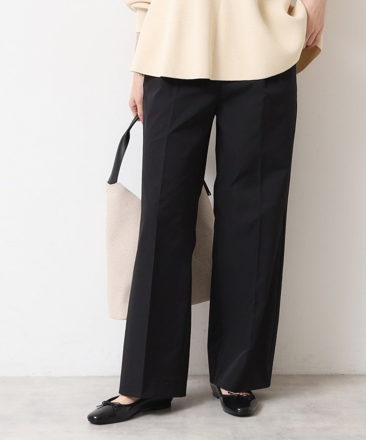 デッサン(レディース)(Dessin(Ladies))の【洗える・後ろゴム】センタープレス入りセミワイドパンツ（XS～L） ブラック(019)
