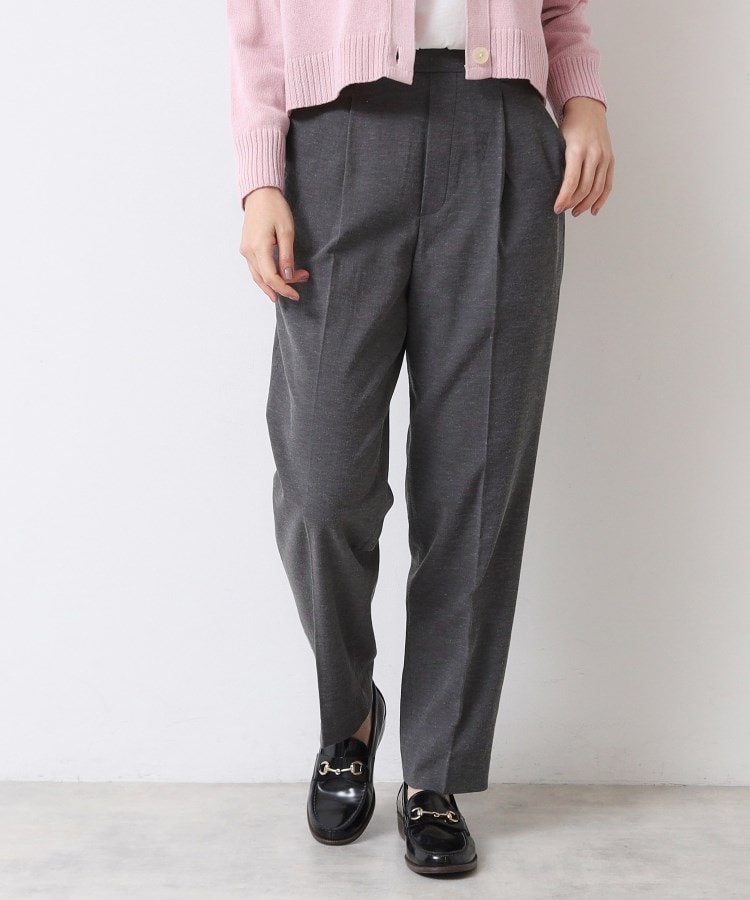 デッサン(レディース)(Dessin(Ladies))の【多機能・後ろゴム】リネンブレンドテーパードパンツ チャコールグレー(014)