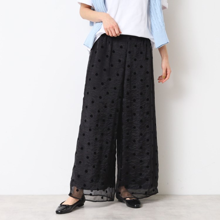 デッサン(レディース)(Dessin(Ladies))の【後ろゴム】オーガンジードットパンツ（S～L） フルレングスパンツ