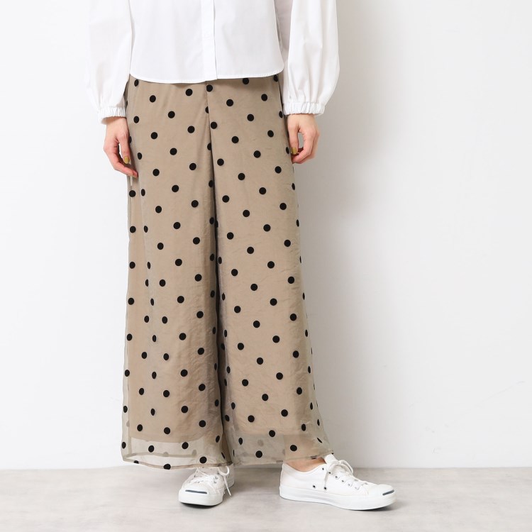 デッサン(レディース)(Dessin(Ladies))の【後ろゴム】オーガンジードットパンツ（S～L） フルレングスパンツ