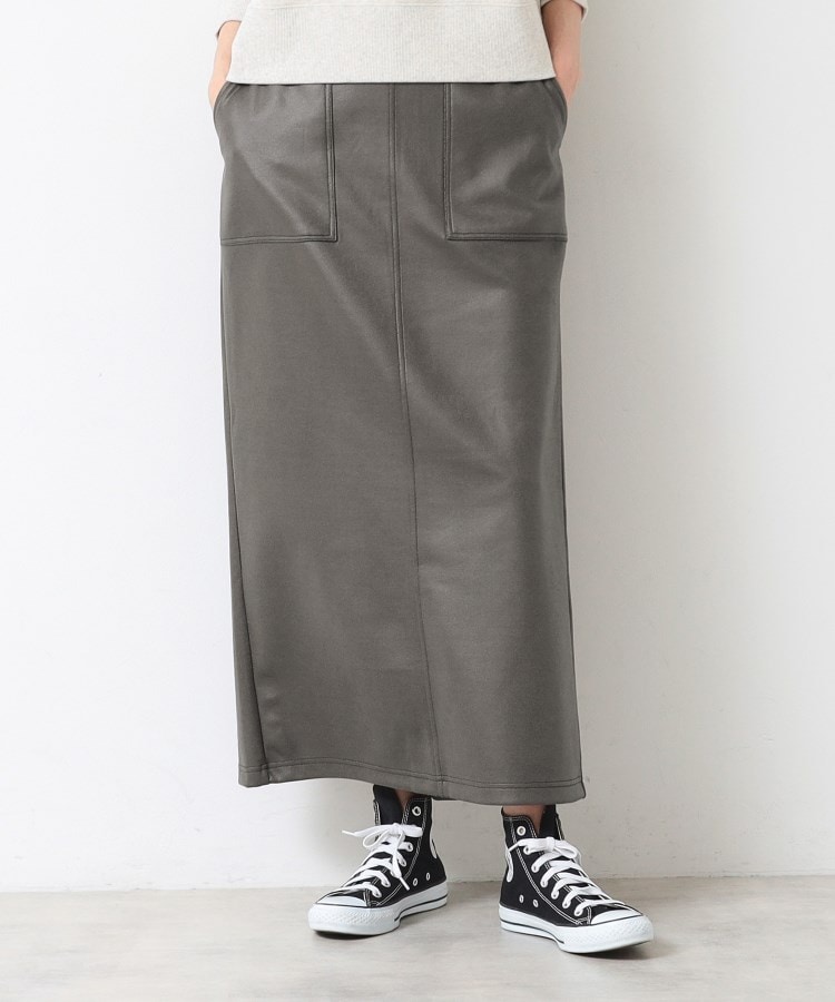 デッサン(レディース)(Dessin(Ladies))の【洗える】ベイカーポケット付ストレートスカート（S～L） チャコールグレー(014)