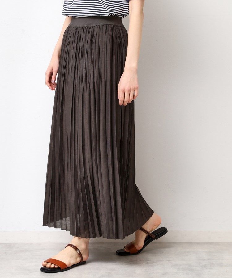 デッサン(レディース)(Dessin(Ladies))の【ウエストゴム・洗える】シアーランダムプリーツスカート チャコールグレー(014)