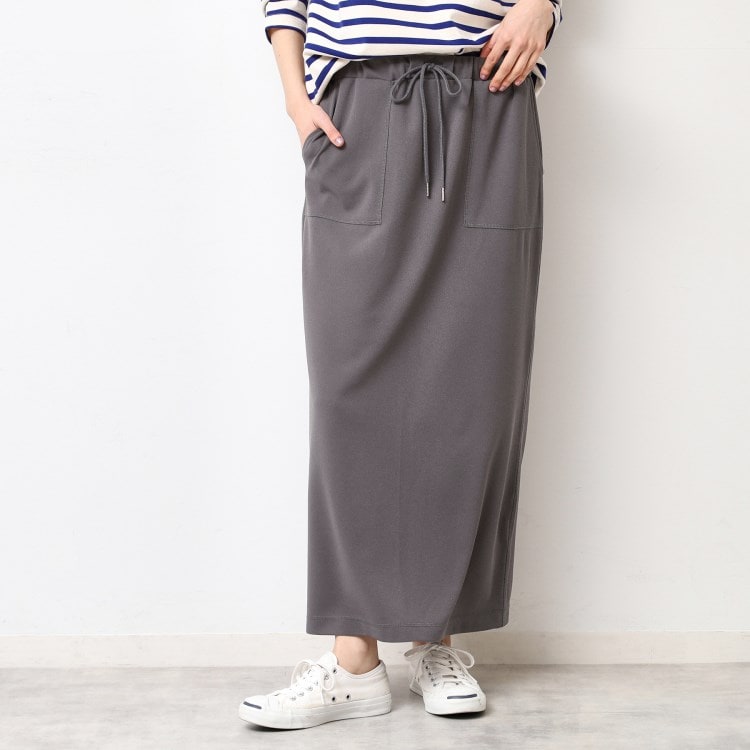 デッサン(レディース)(Dessin(Ladies))の【セットアップ可能・ウエストゴム・洗える】ジョーゼットストレートスカート マキシ・ロングスカート