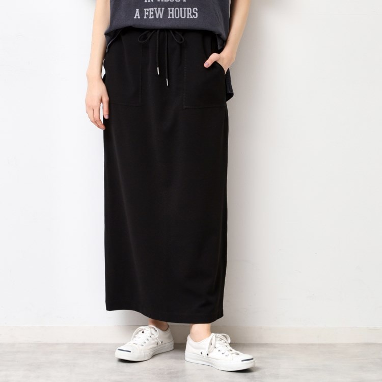 デッサン(レディース)(Dessin(Ladies))の【セットアップ可能・ウエストゴム・洗える】ジョーゼットストレートスカート マキシ・ロングスカート
